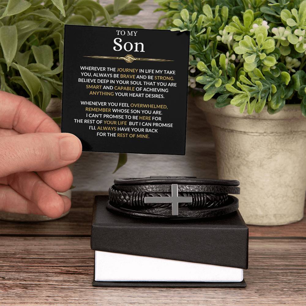 Son / Leather Cross Bracelet