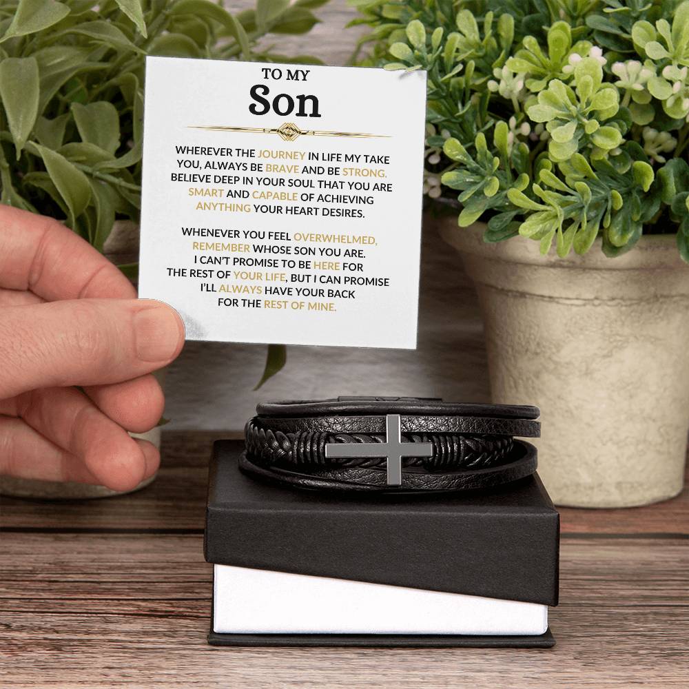 To My Son / Leather Cross Bracelet