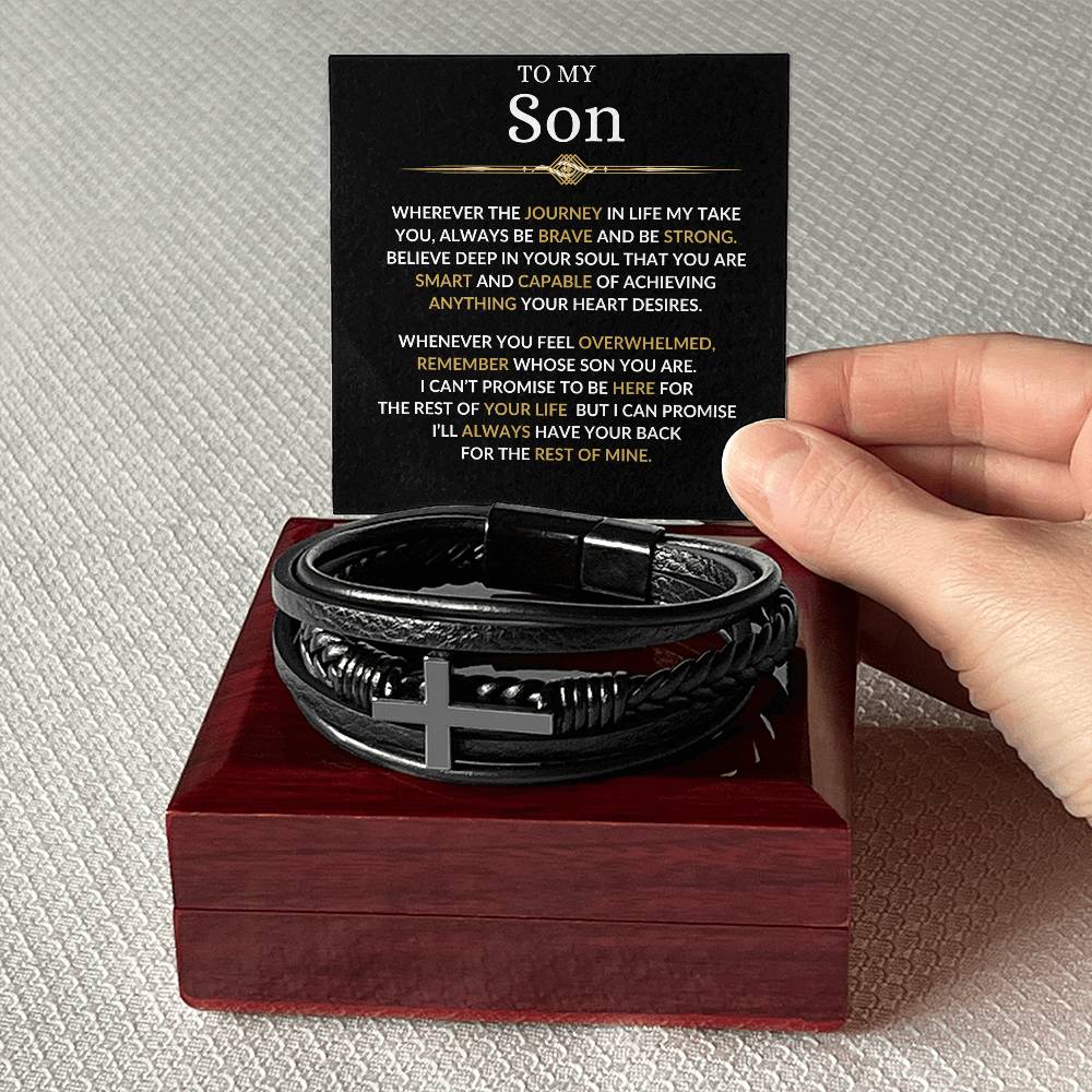 Son / Leather Cross Bracelet