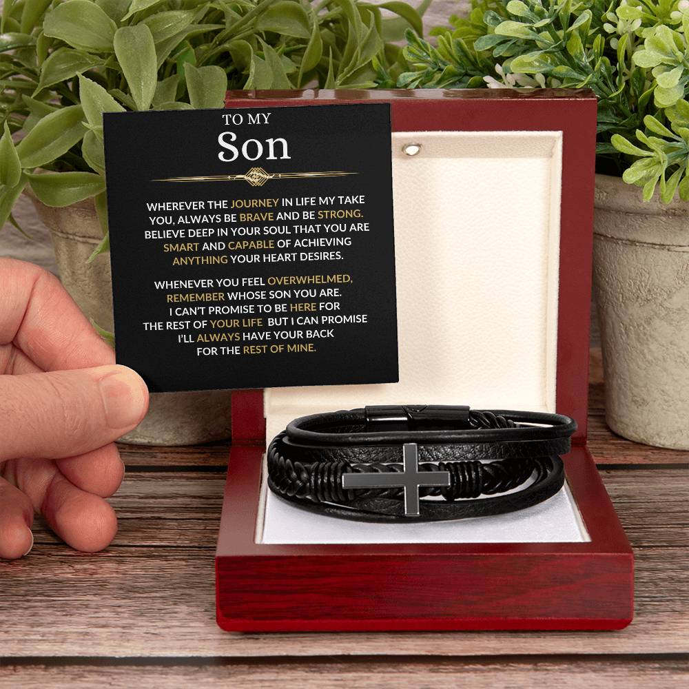 Son / Leather Cross Bracelet