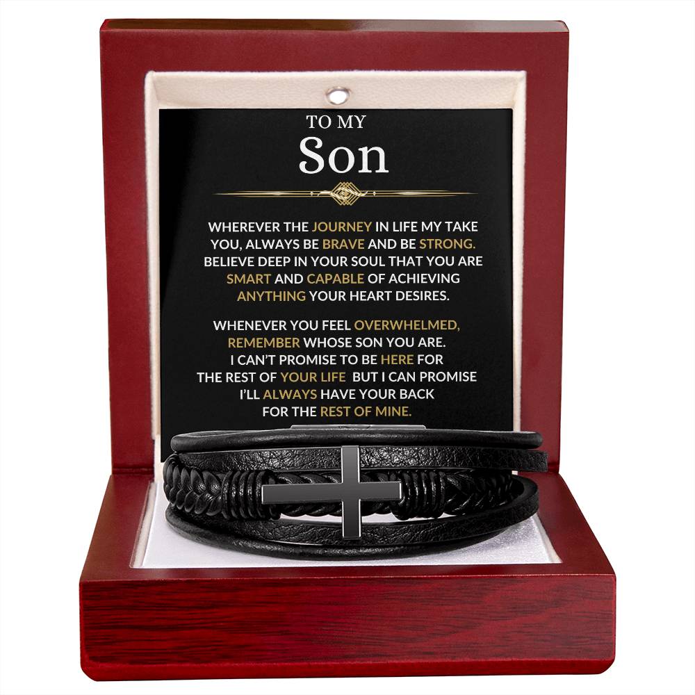 Son / Leather Cross Bracelet