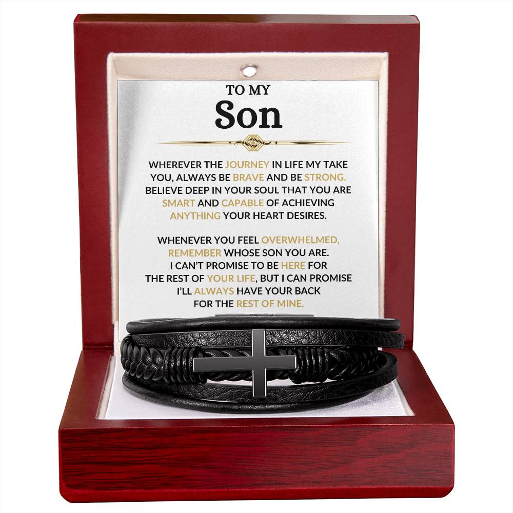 To My Son / Leather Cross Bracelet