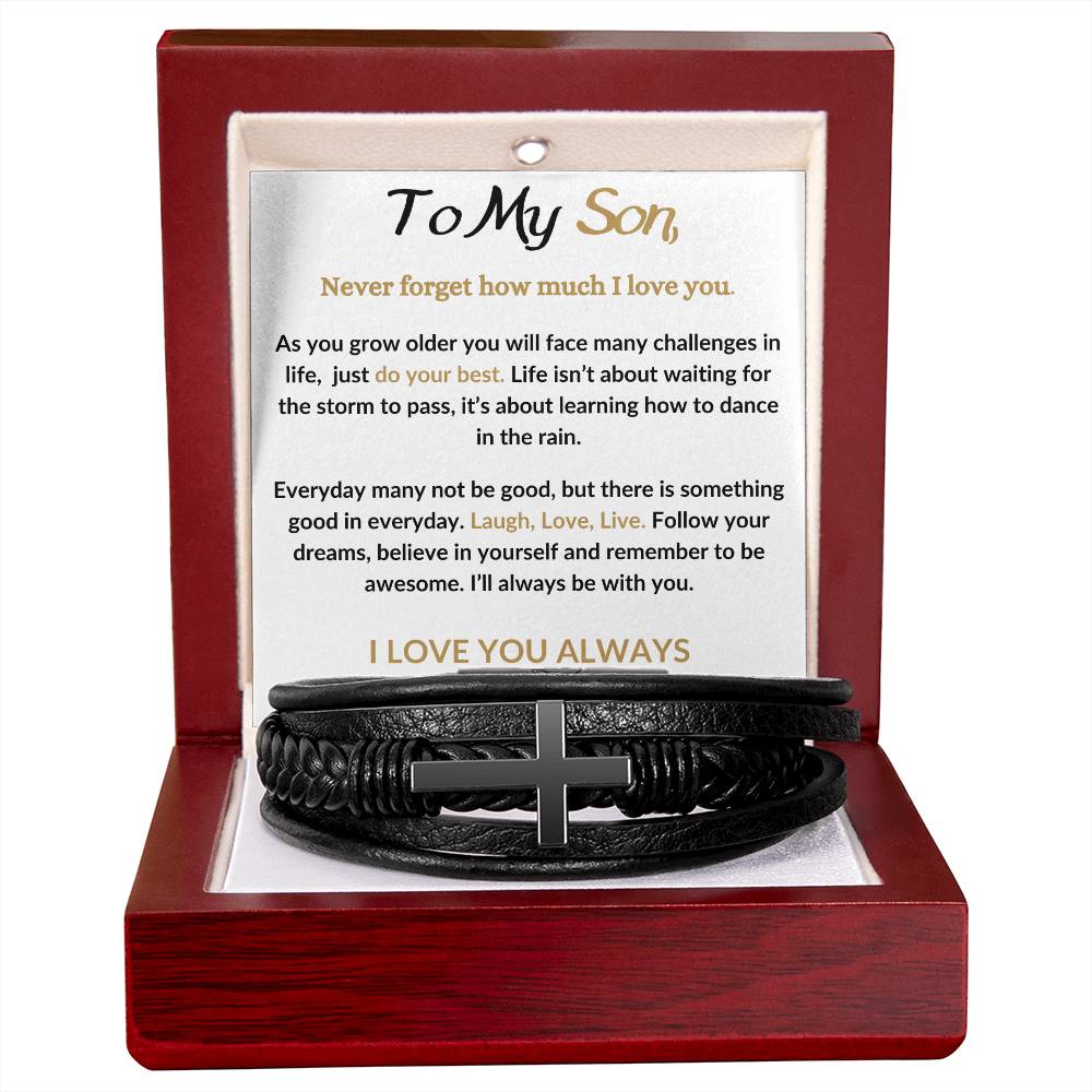 To My Son / Leather Cross Bracelet