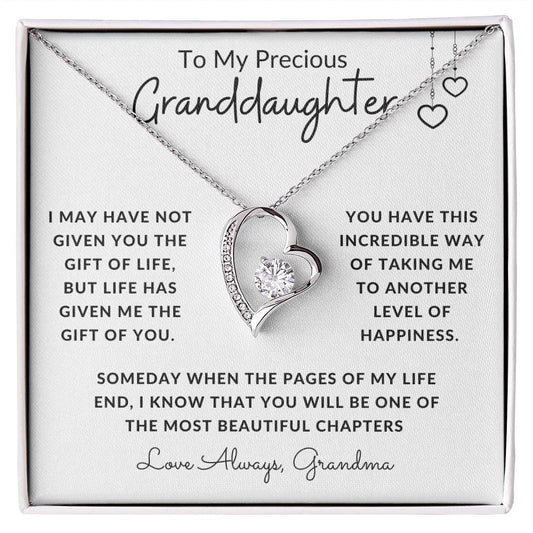 To My Precious Granddaughter / Forever Love Necklace / Personalized Message Card