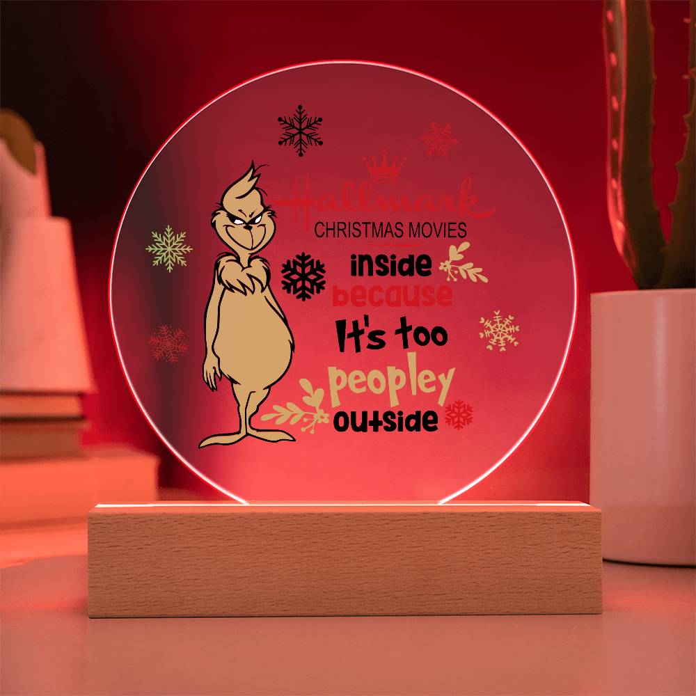 Christmas Grinch Circle Acrylic Plaque with LED light