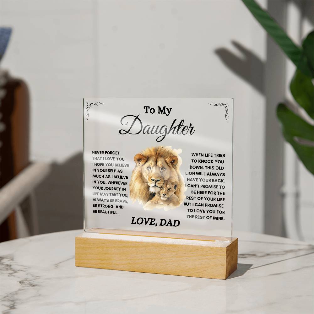 To my Daughter / Gift from Dad / Square Acrylic Plaque with LED light