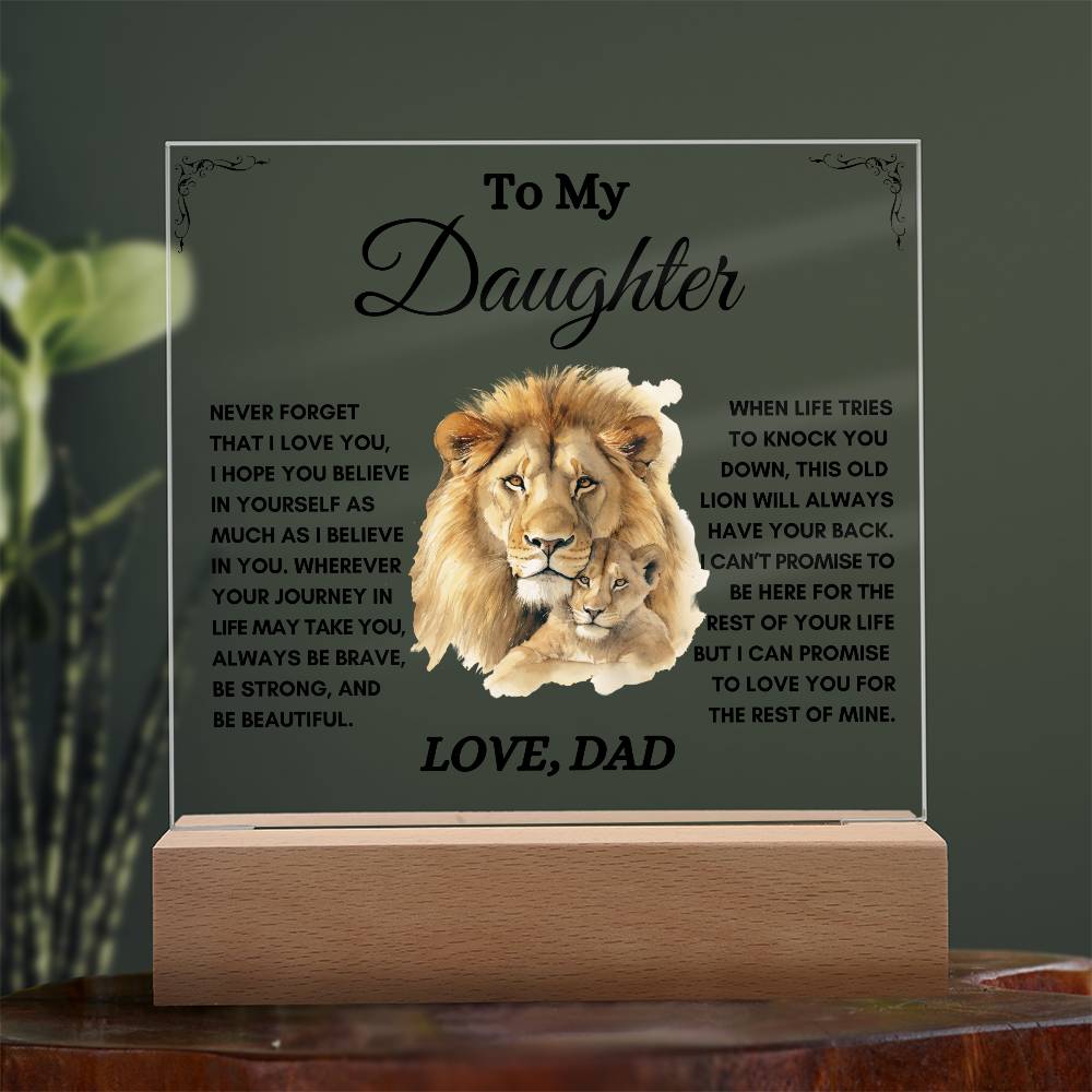 To my Daughter / Gift from Dad / Square Acrylic Plaque with LED light