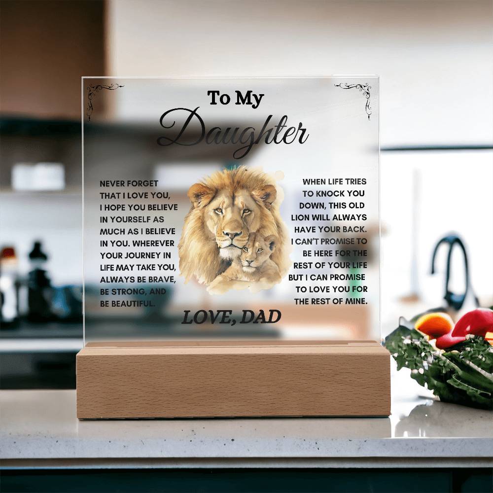 To my Daughter / Gift from Dad / Square Acrylic Plaque with LED light