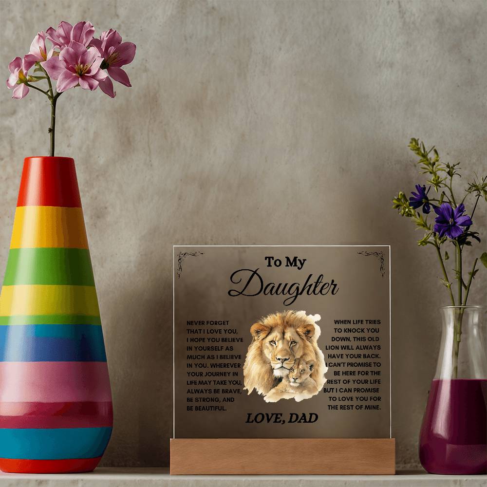 To my Daughter / Gift from Dad / Square Acrylic Plaque with LED light