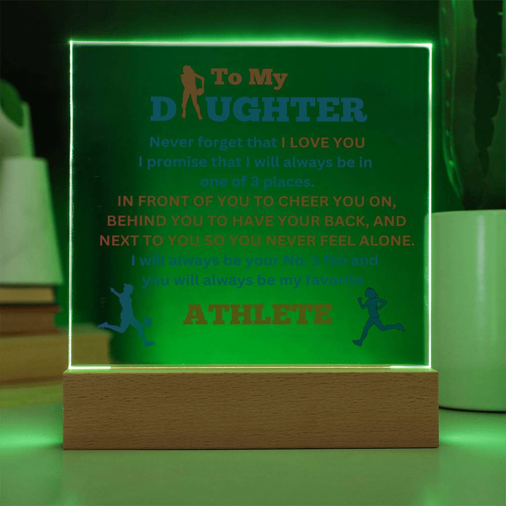 To My Daughter / No. 1 Athlete / Gift from Mom / Gift from Dad / Acrylic Plaque with LED light
