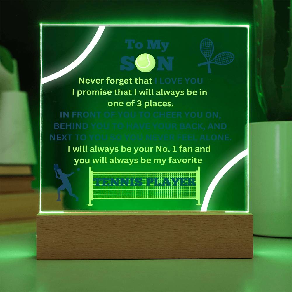 To My Son / No. 1 Tennis Player / Gift from Mom / Gift from Dad / Acrylic Plaque with LED light