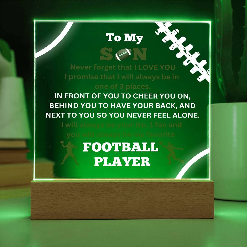 To My Son / No.1 Football Player / Gift from Mom / Gift from Dad / Acrylic Plaque with LED lights