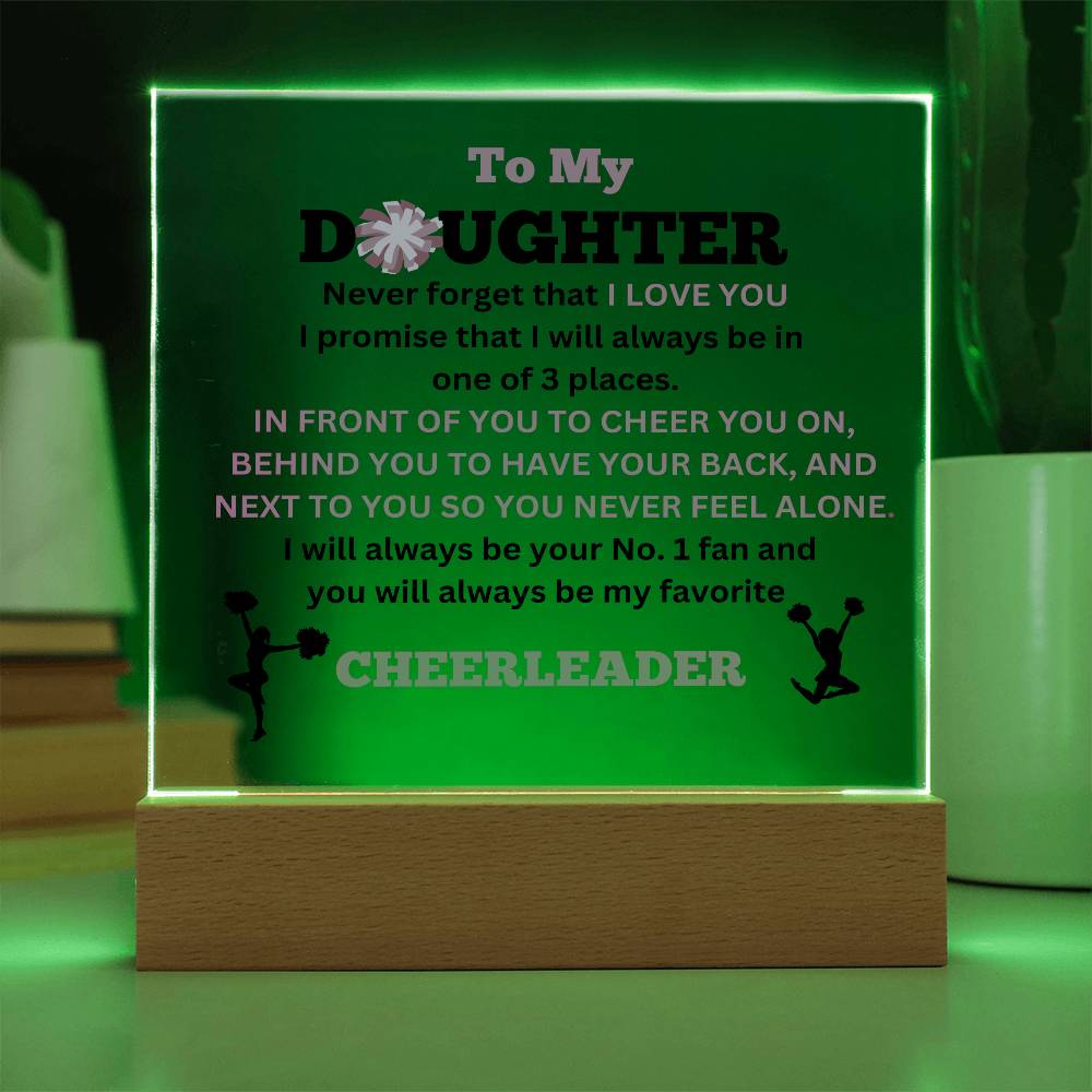 To My Daughter / No.1 Cheerleader / Gift from Mom / Gift from Dad / Acrylic Plaque with LED light