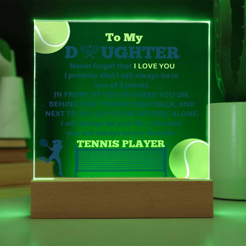 To My Daughter / No.1 Tennis Player / Gift from Mom / Gift from Dad / Acrylic Plaque with LED light