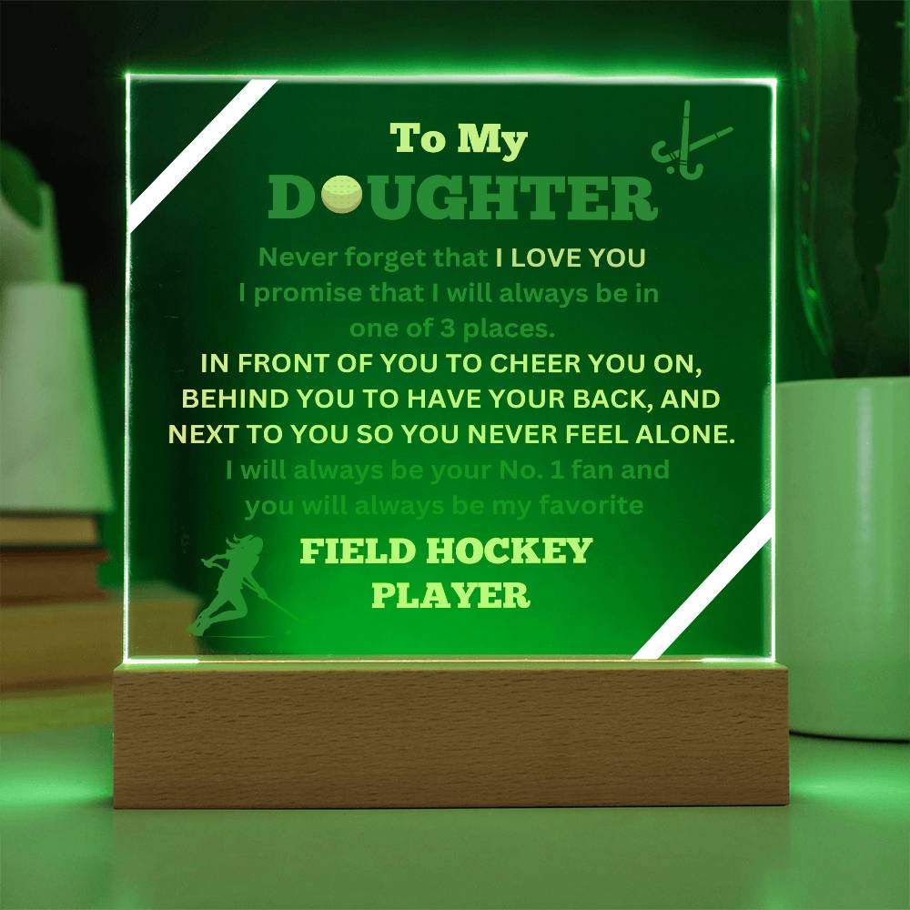 To My Daughter / No.1 Field Hockey Player / Gift from Mom / Gift from Dad / Acrylic Plaque with LED light