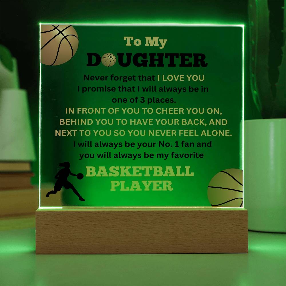 To My Daughter / No. 1 Basketball Player / Gift from Mom / Gift from Dad / Acrylic Plaque with LED light
