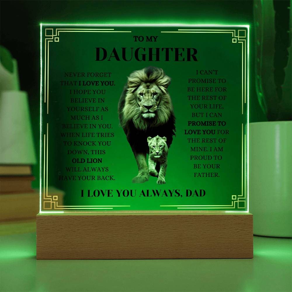 To My Daughter / This Old Lion / Gift from Dad / Acrylic Plaque with LED light
