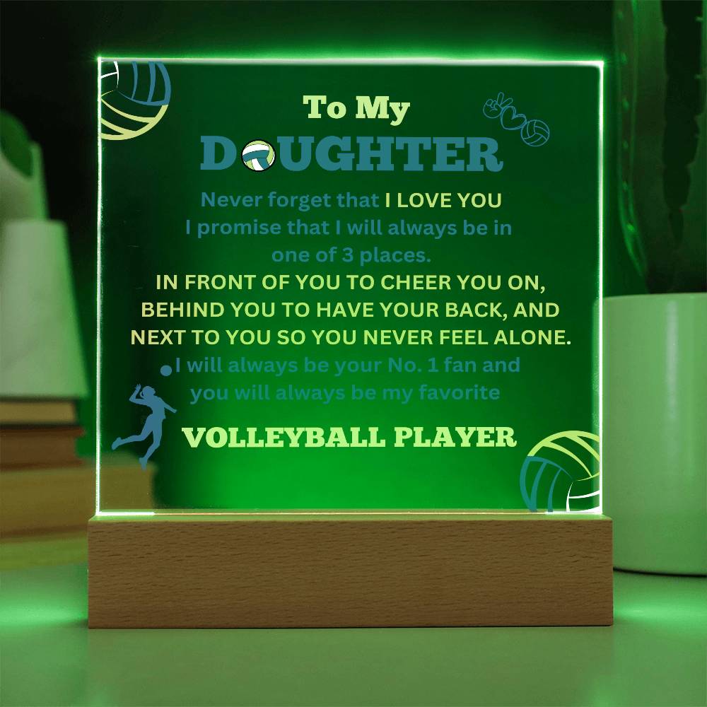 To My Daughter / Number One Volleyball Player / Gift from Mom / Gift from Dad / Acrylic Plaque with LED light