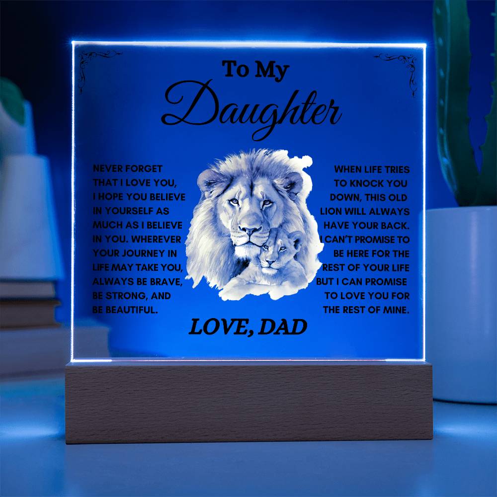 To my Daughter / Gift from Dad / Square Acrylic Plaque with LED light