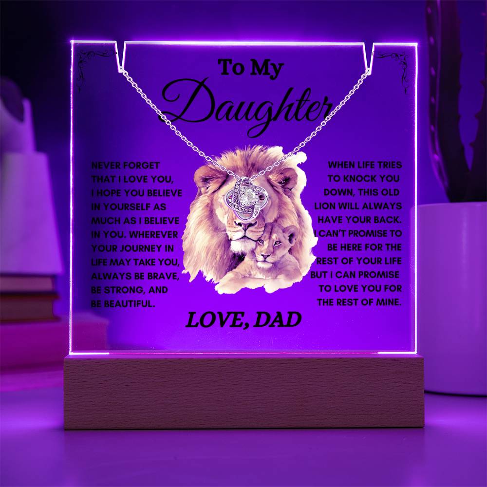 To My Daughter / Gift from Dad / Keepsake Acrylic Bundle with Love Knot Necklace