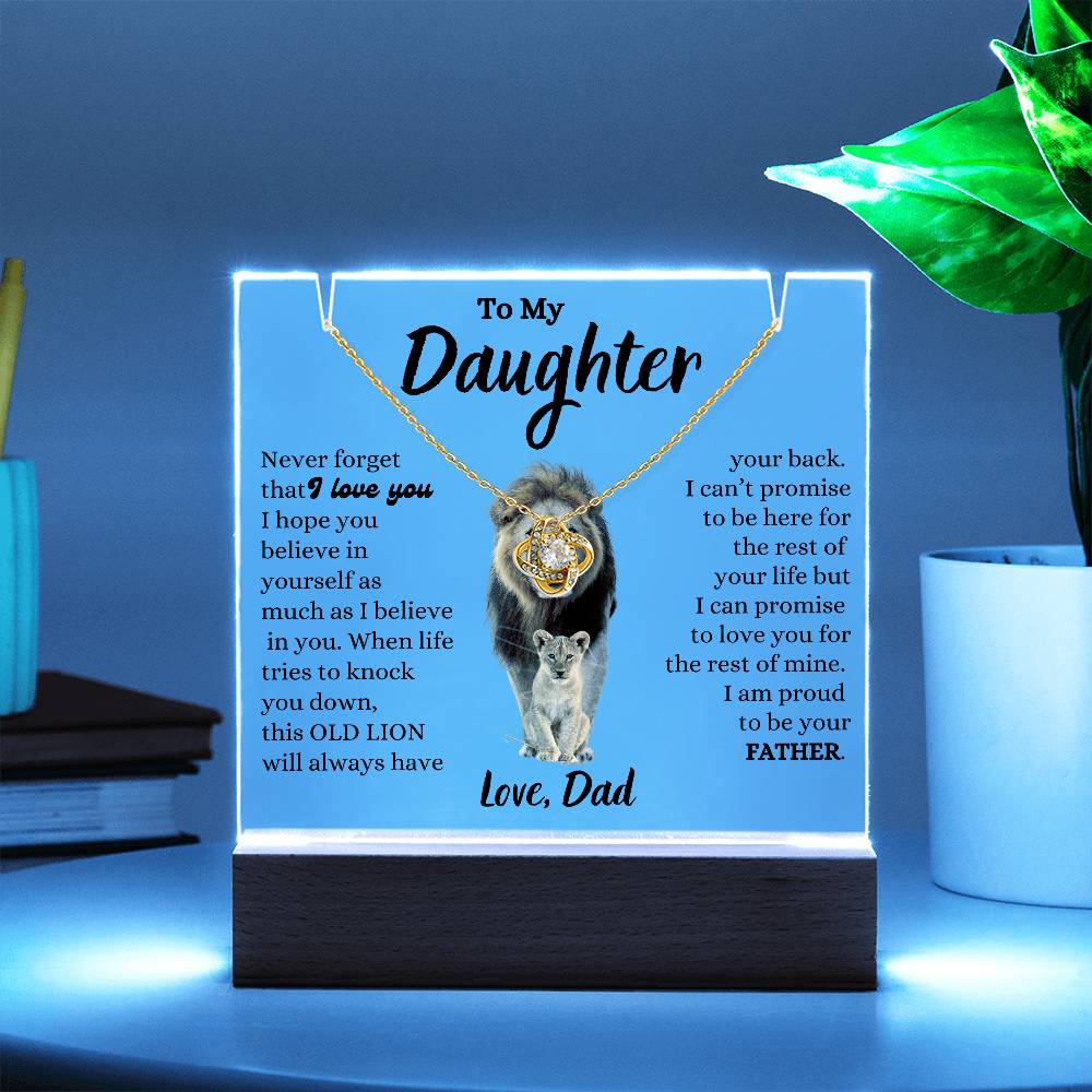 To My Daughter / Gift from Dad / Keepsake Acrylic Bundle with Love Knot Necklace