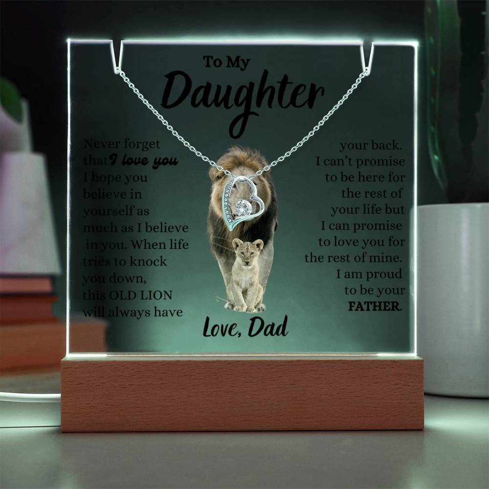 To my Daughter / Gift from Dad / Keepsake Acrylic Bundle with Forever Love Necklace