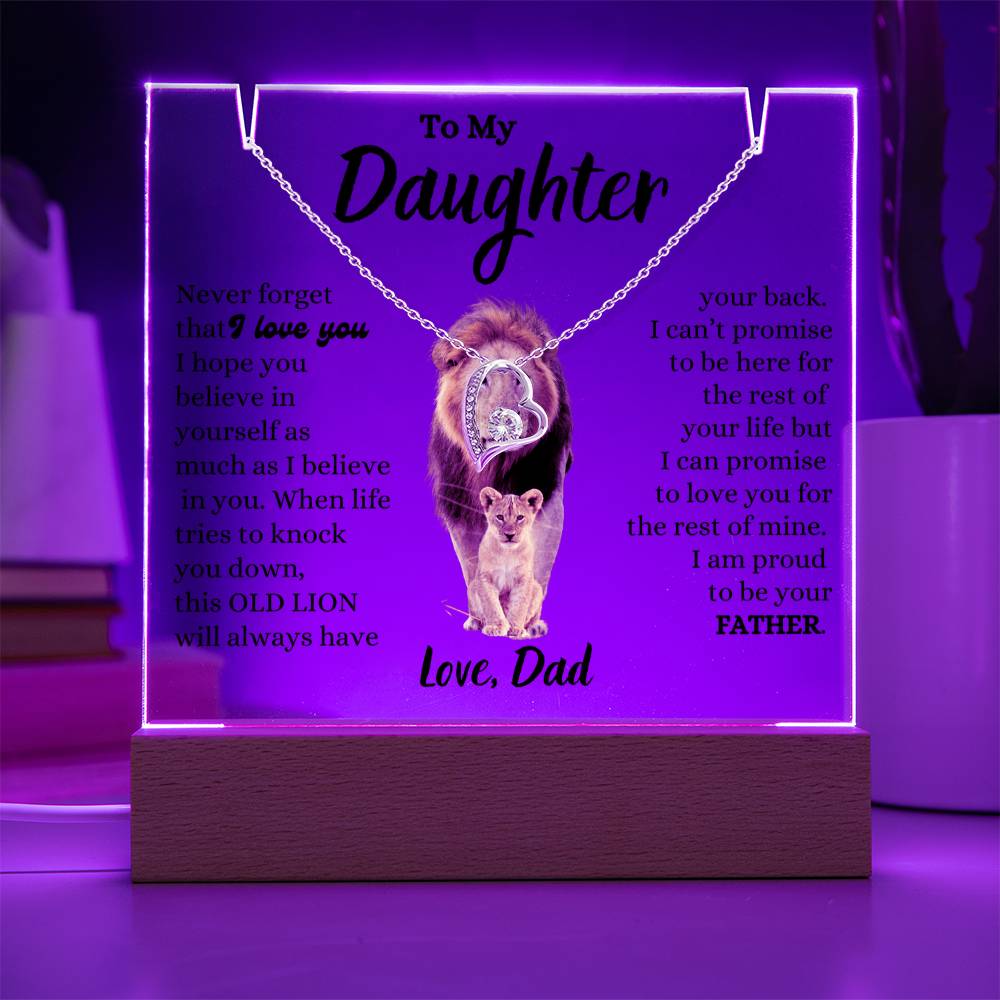To my Daughter / Gift from Dad / Keepsake Acrylic Bundle with Forever Love Necklace