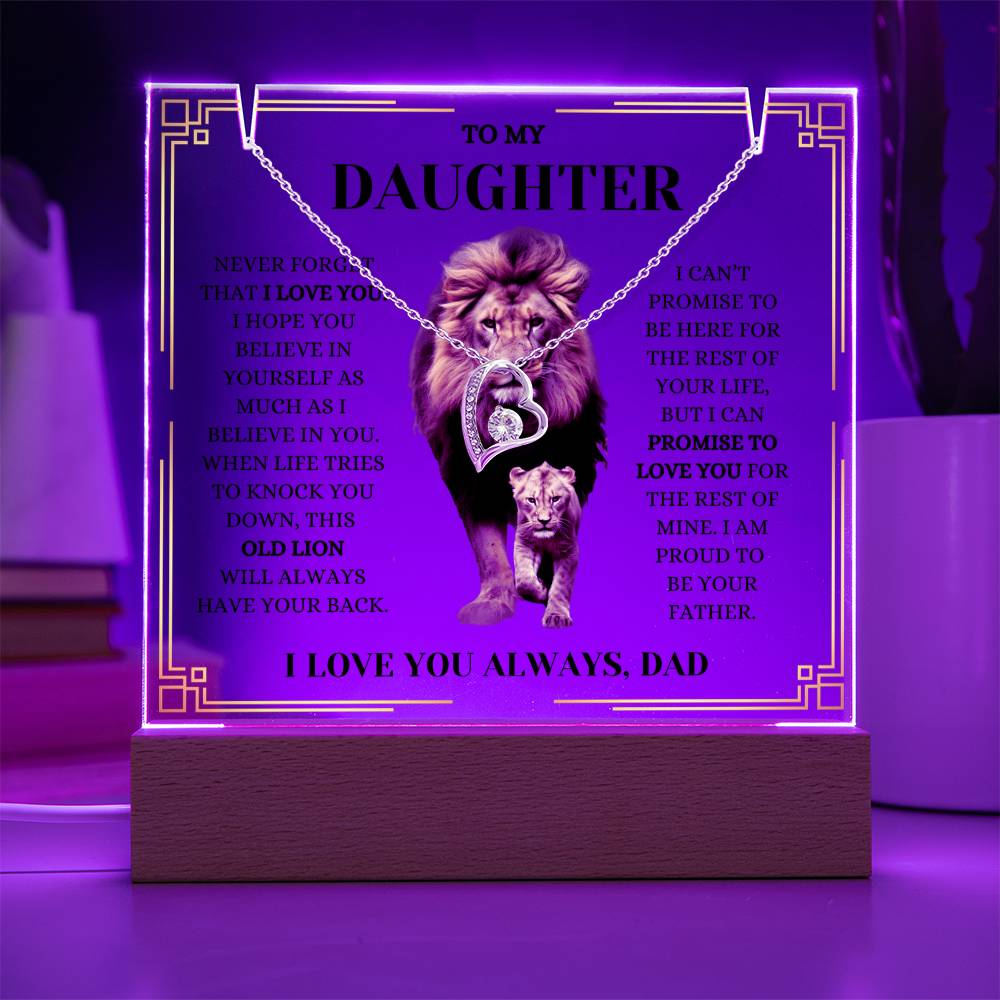 To My Daughter / Gift from Dad / Keepsake Acrylic Bundle with Forever Love Necklace