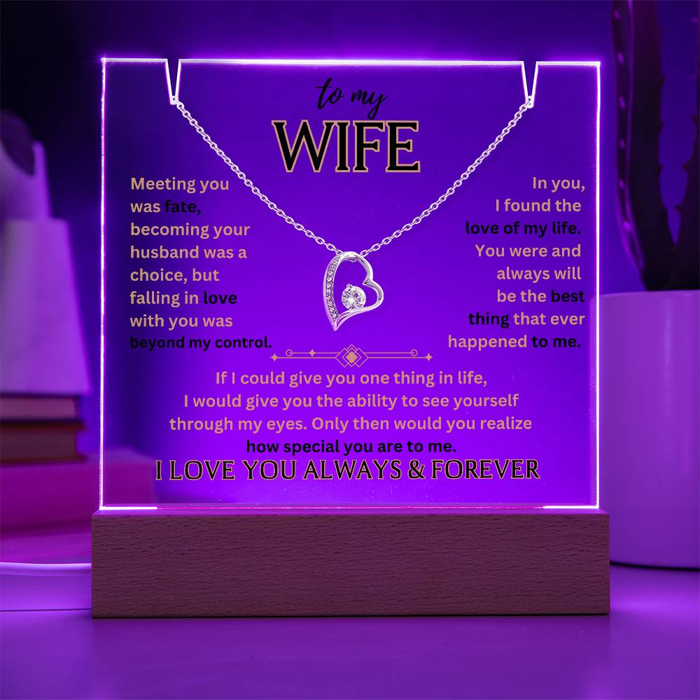 To My Wife / Love of my Life / Gift from Husband / Keepsake Acrylic Bundle with Forever Love Necklace