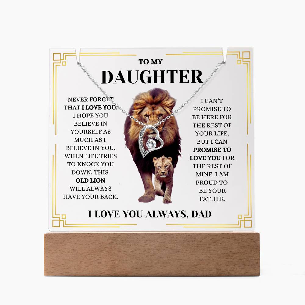 To My Daughter / Gift from Dad / Keepsake Acrylic Bundle with Forever Love Necklace