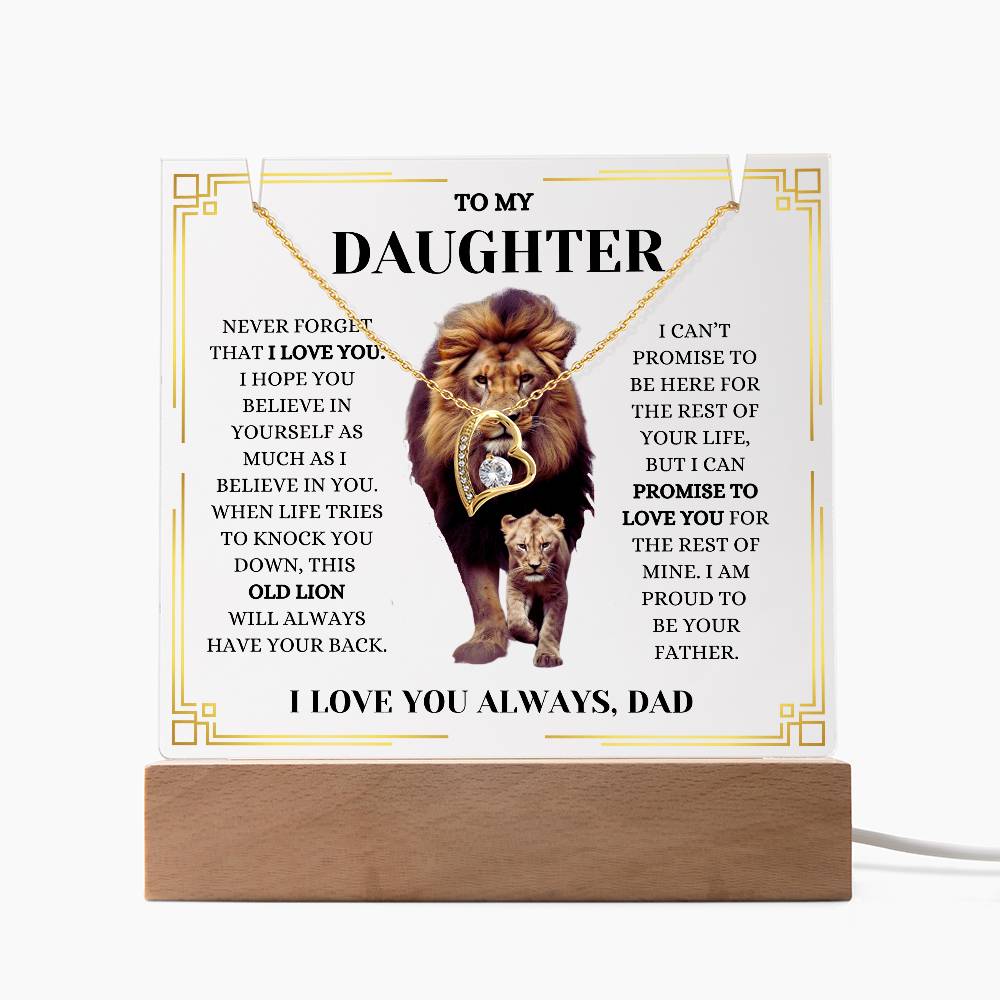 To My Daughter / Gift from Dad / Keepsake Acrylic Bundle with Forever Love Necklace