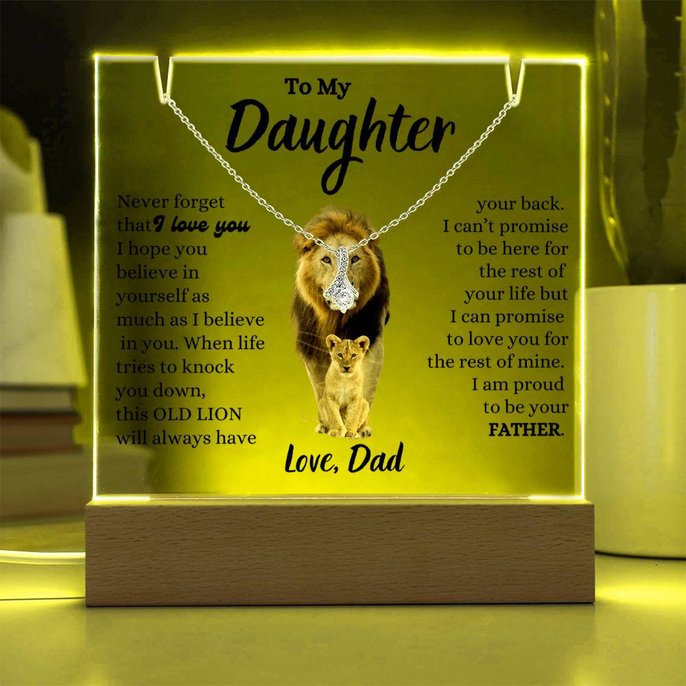 To My Daughter / Gift from Dad / Keepsake Acrylic Bundle with Alluring Beauty Necklace
