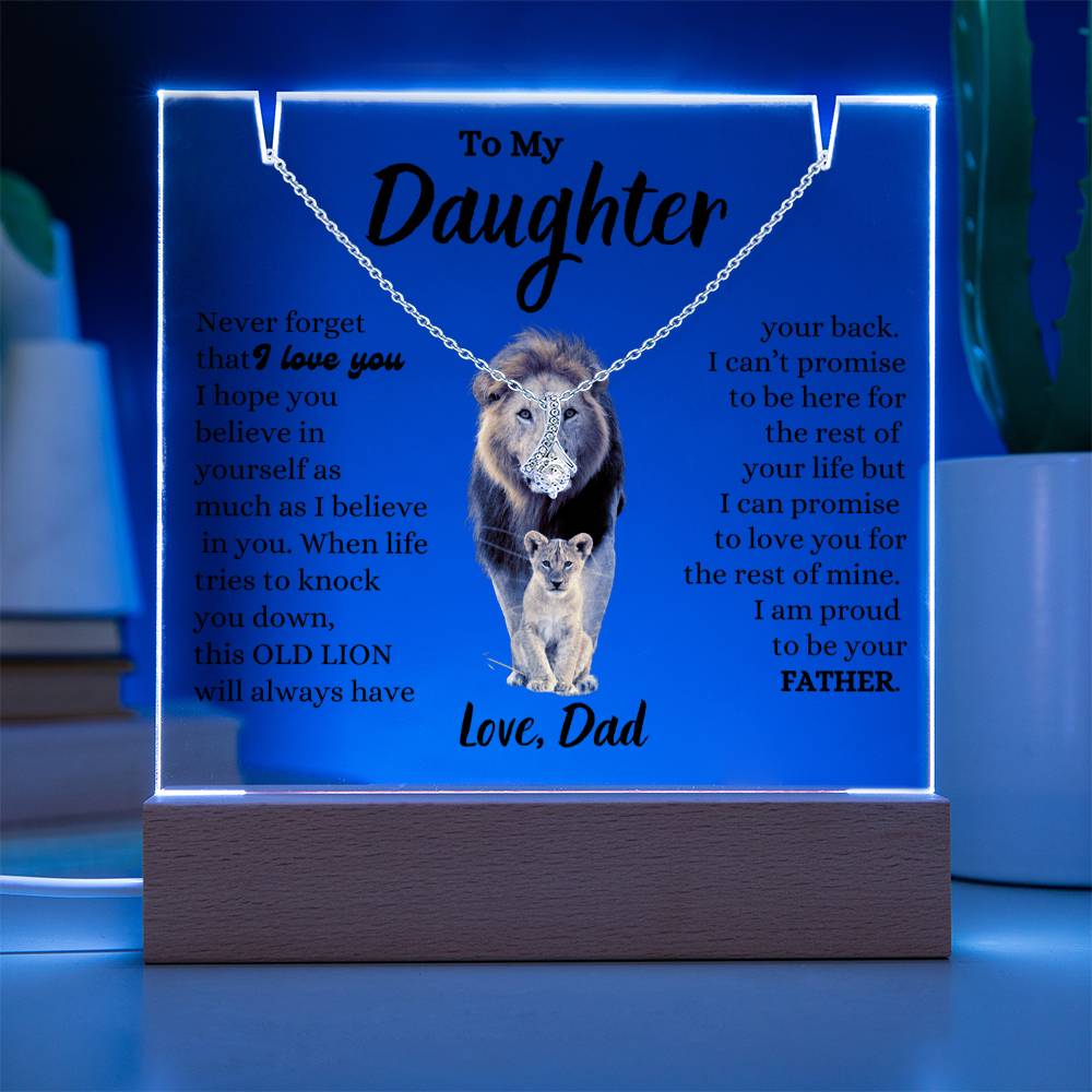 To My Daughter / Gift from Dad / Keepsake Acrylic Bundle with Alluring Beauty Necklace