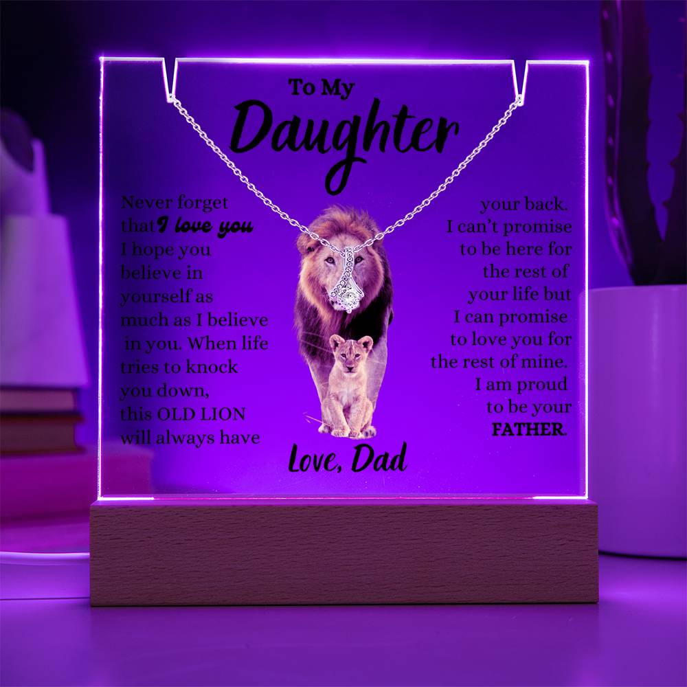 To My Daughter / Gift from Dad / Keepsake Acrylic Bundle with Alluring Beauty Necklace