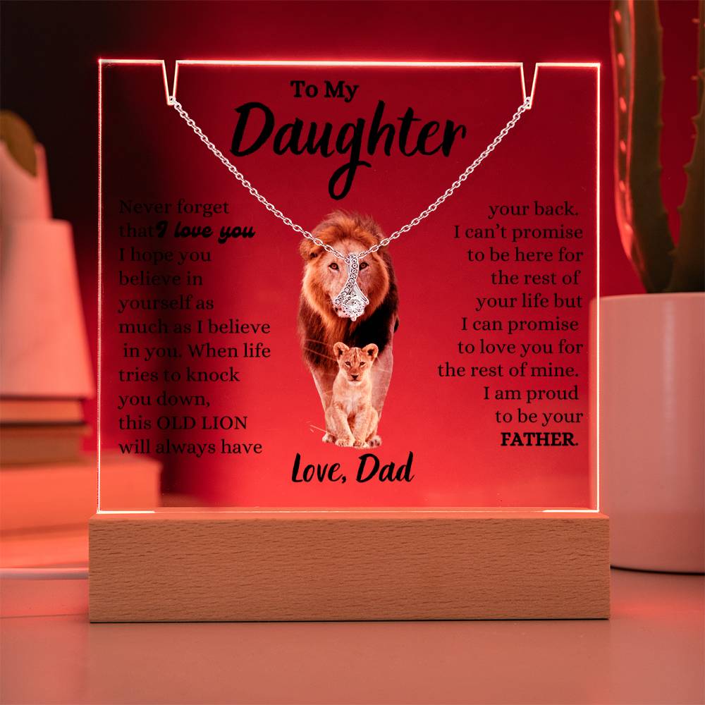 To My Daughter / Gift from Dad / Keepsake Acrylic Bundle with Alluring Beauty Necklace