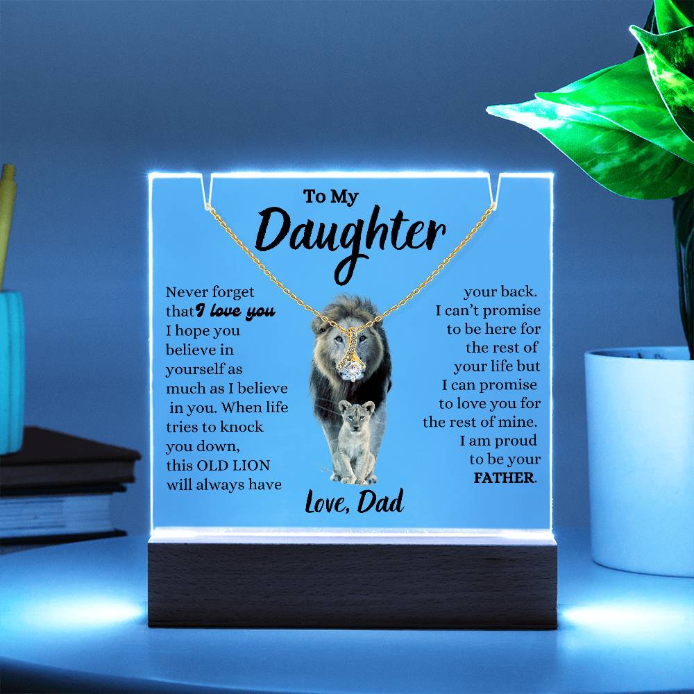 To My Daughter / Gift from Dad / Keepsake Acrylic Bundle with Alluring Beauty Necklace