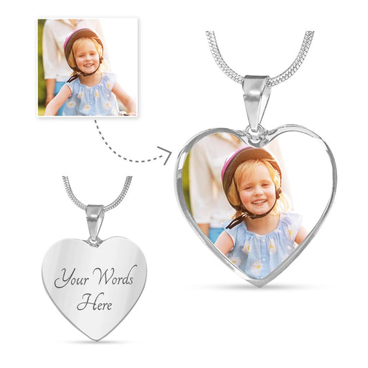 Customized Heart Pendant with Photo Upload and Personalized Engraving