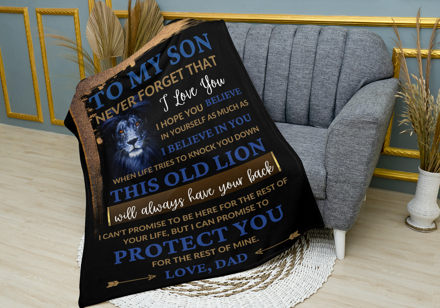To My Son / This Old Lion / Love, Dad Mink Sherpa Blanket 50x60