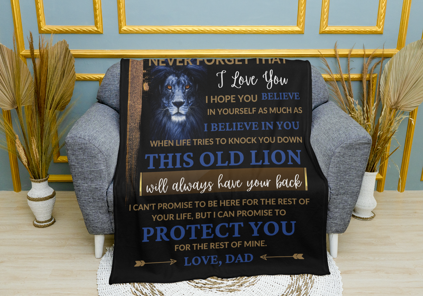 To My Son / This Old Lion / Love, Dad Mink Sherpa Blanket 50x60