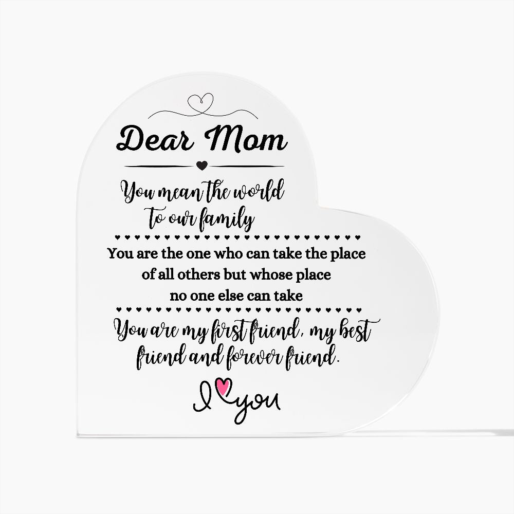 Dear Mom / Acrylic Heart Plaque