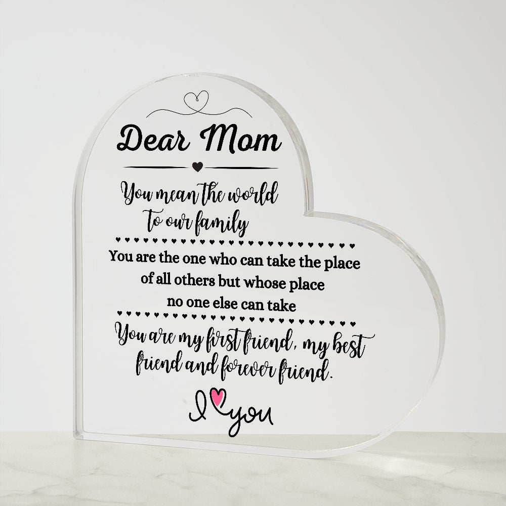 Dear Mom / Acrylic Heart Plaque