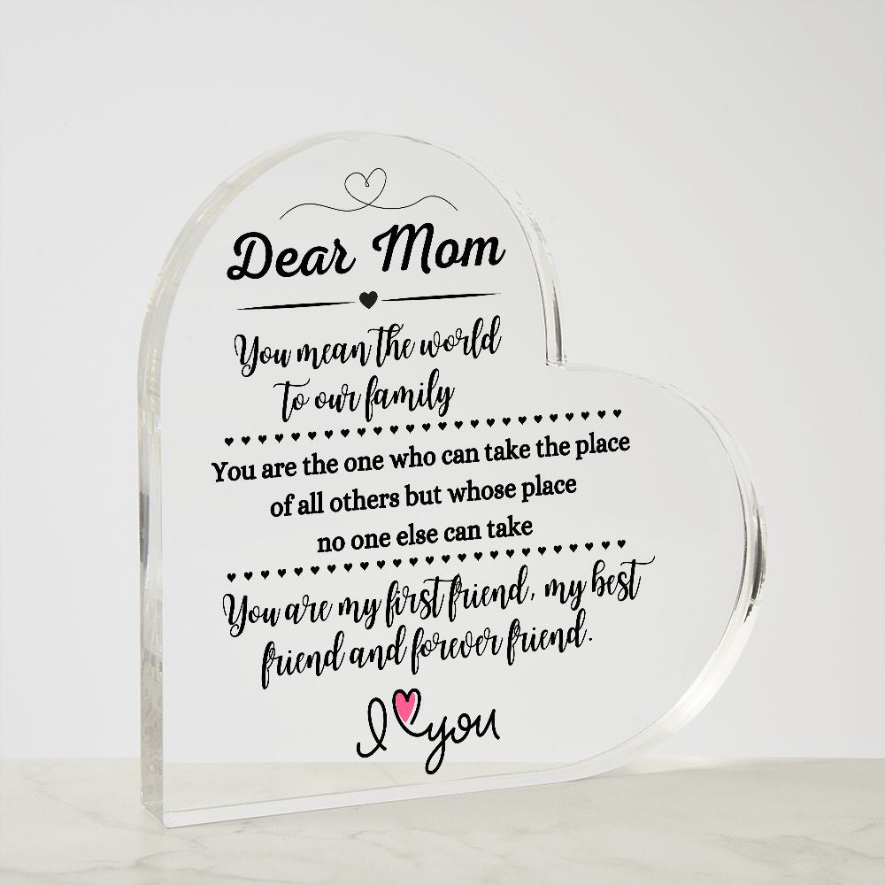 Dear Mom / Acrylic Heart Plaque