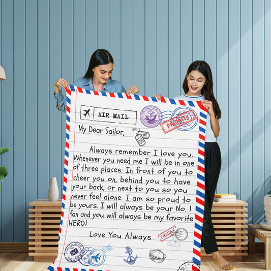 My Dear Sailor Veteran Blanket from Wife/ Girlfriend/ Spouse / Premium Mink Sherpa Blanket 50x60