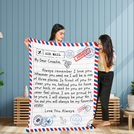 My Dear Coastie Veteran Blanket from Wife/ Girlfriend/ Spouse / Premium Mink Sherpa Blanket 50x60