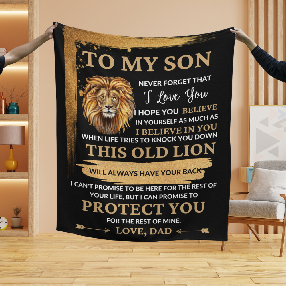 To My Son / This Old Lion / Love, Dad/  Mink Sherpa Blanket 50x60