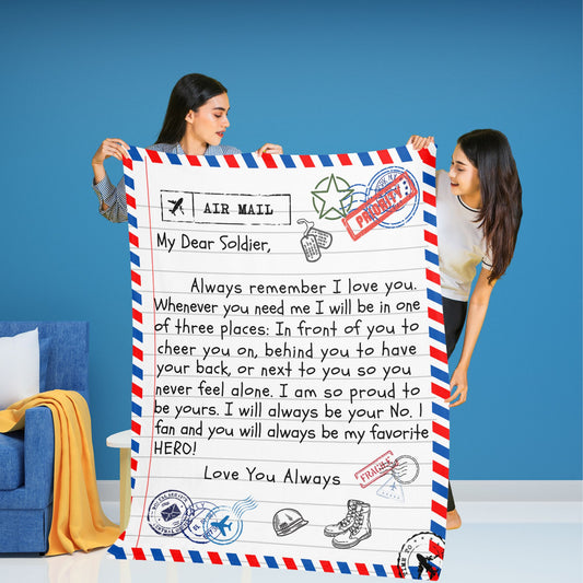 My Dear Solider Veteran Blanket from Wife/ Girlfriend/ Spouse/ Premium Mink Sherpa Blanket 50x60