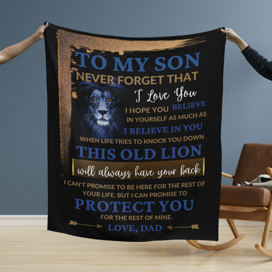 To My Son / This Old Lion / Love, Dad  Mink Sherpa Blanket 50x60