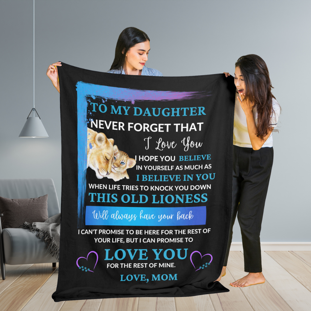 To My Daughter / This Old Lioness / Love, Mom / Mink Sherpa Blanket 50x60