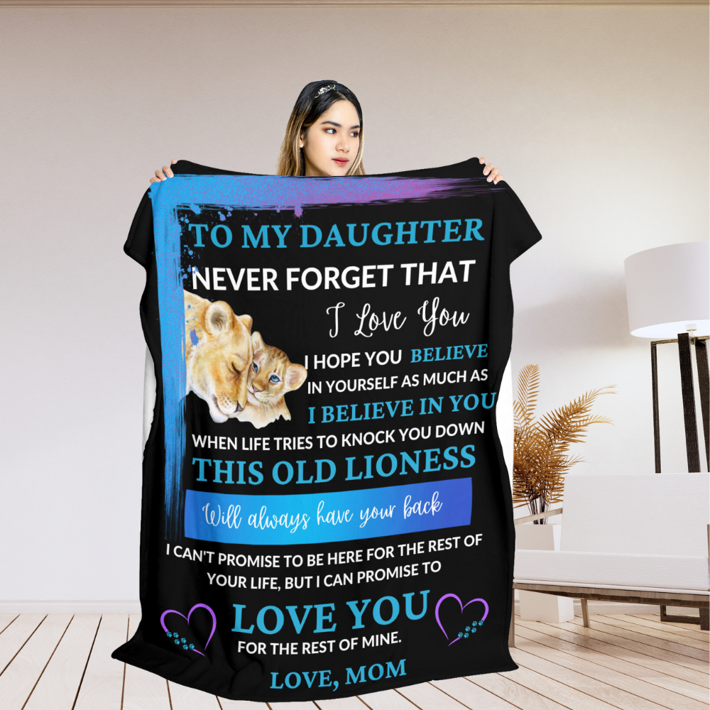 To My Daughter / This Old Lioness / Love, Mom / Mink Sherpa Blanket 50x60