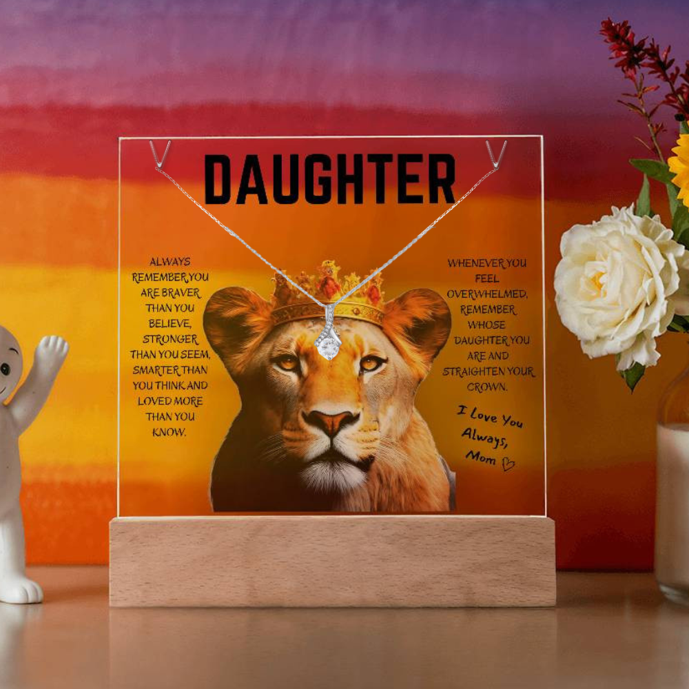 Daughter Keepsake Acrylic Bundle with Alluring Beauty Necklace